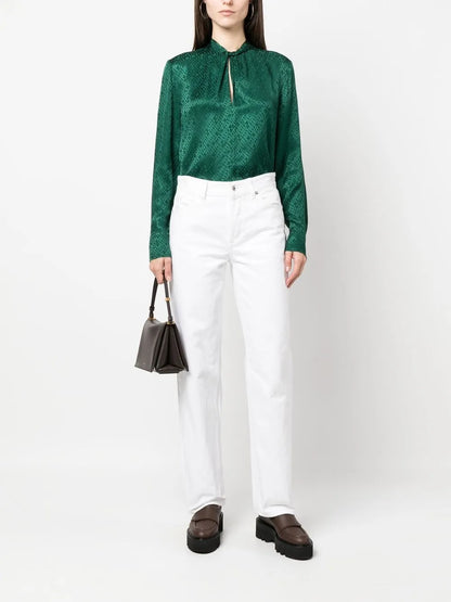 Monogram Long-Sleeve Blouse
