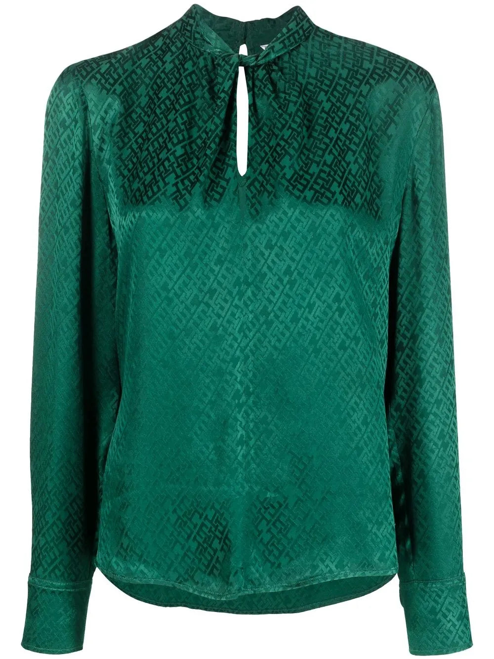Monogram Long-Sleeve Blouse