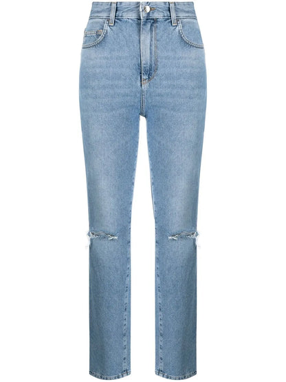 Ripped Straight Leg Jeans