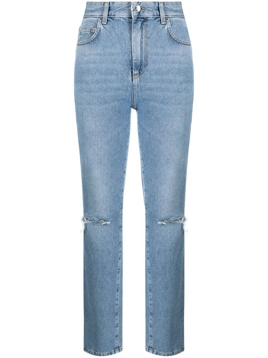 Ripped Straight Leg Jeans