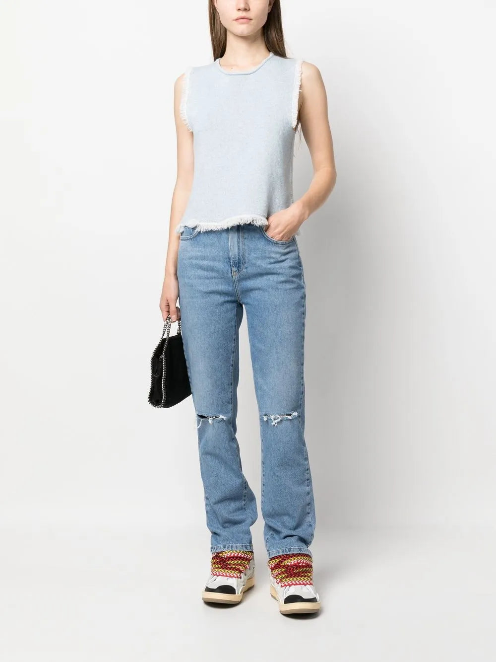 Ripped Straight Leg Jeans
