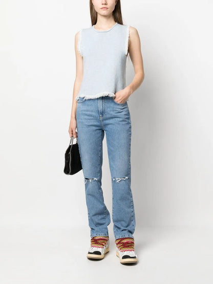 Ripped Straight Leg Jeans