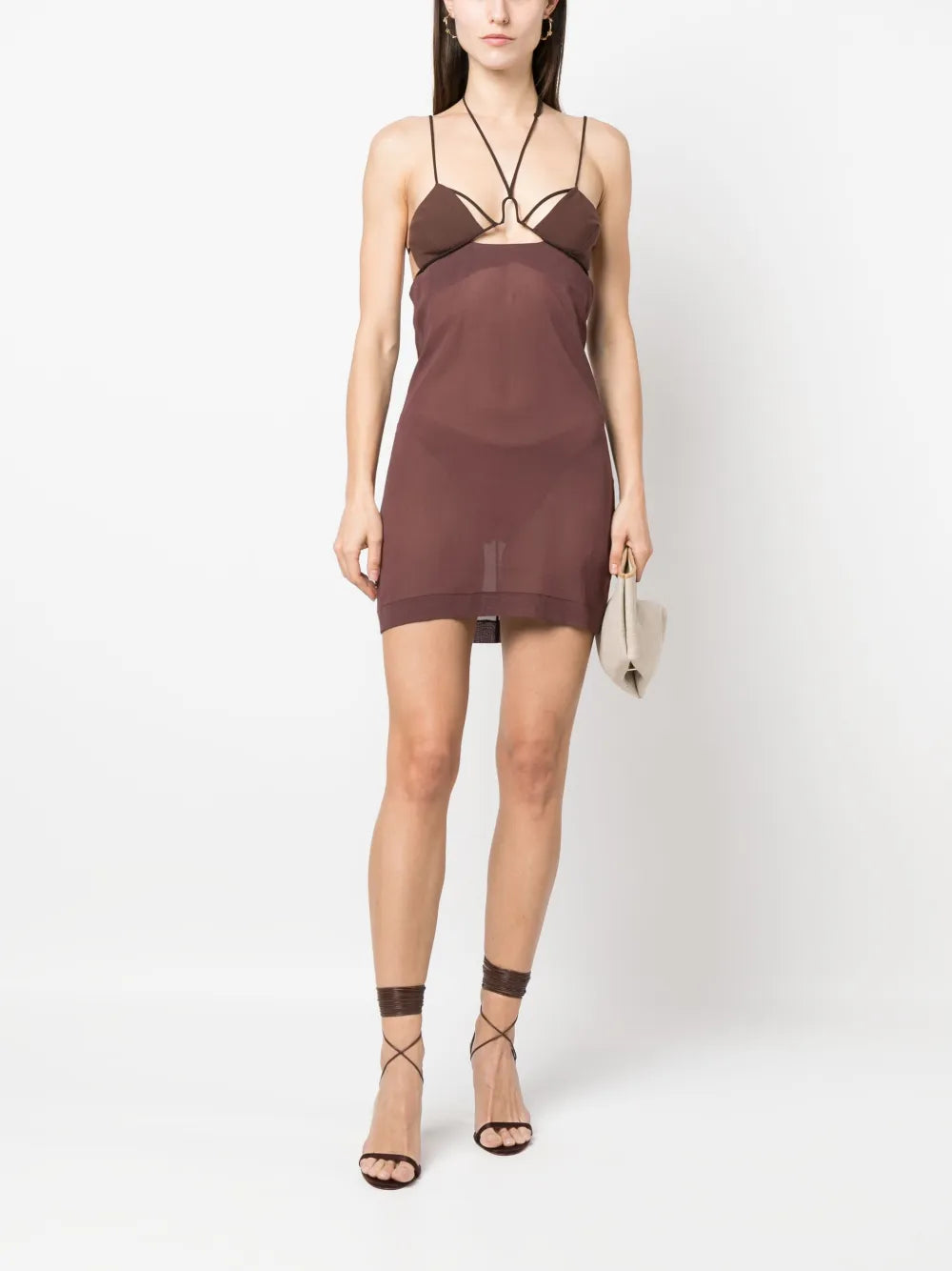 Strap-Detailing Semi-Sheer Minidress