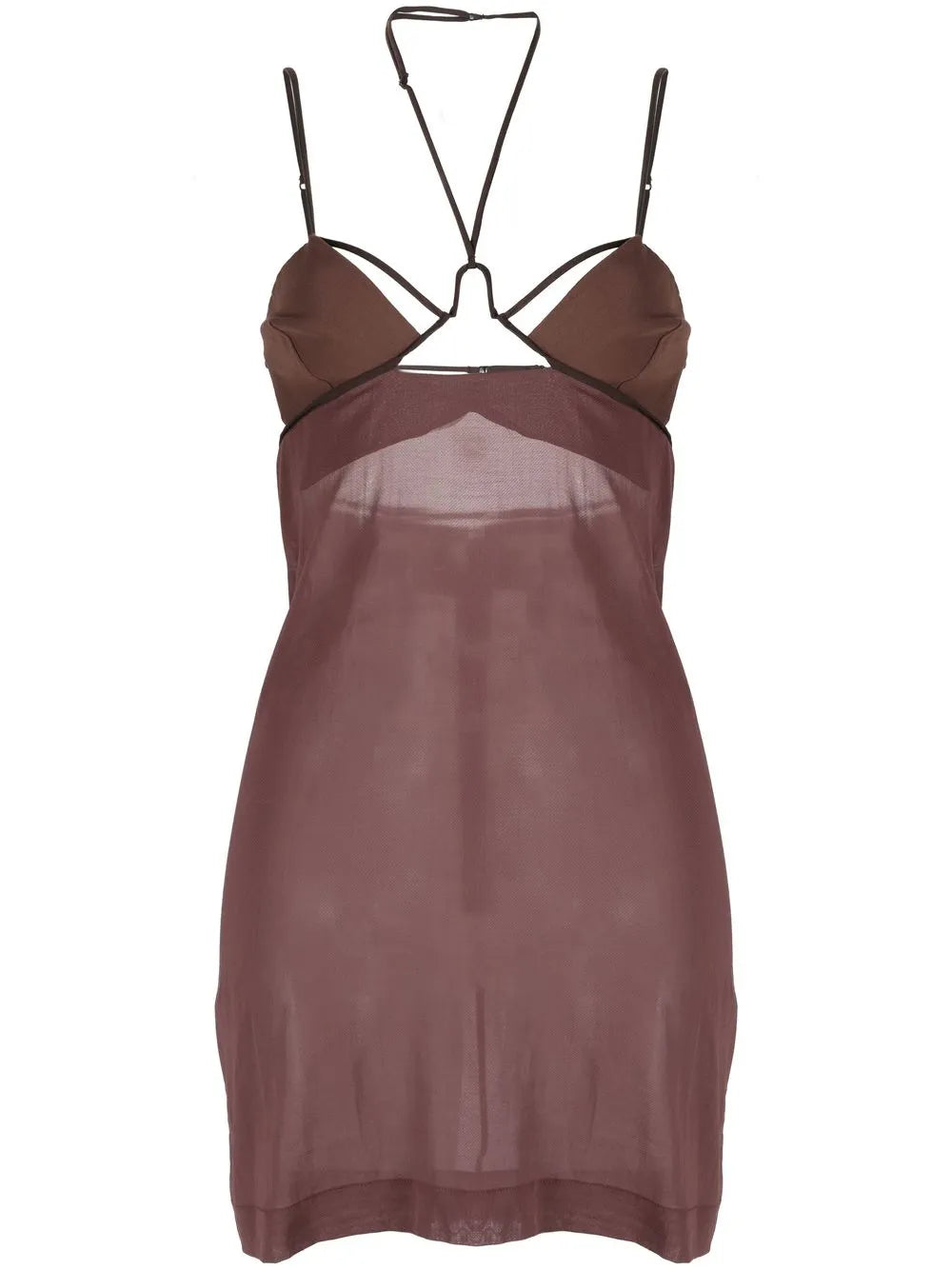Strap-Detailing Semi-Sheer Minidress