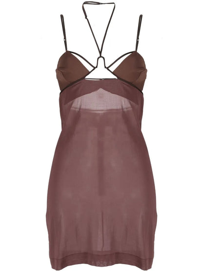 Strap-Detailing Semi-Sheer Minidress