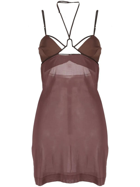 Strap-Detailing Semi-Sheer Minidress