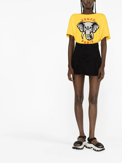 Elephant-Embroidered T-Shirt