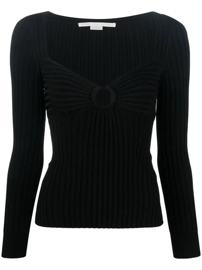 Cut-Out Ribbed Knitted Top