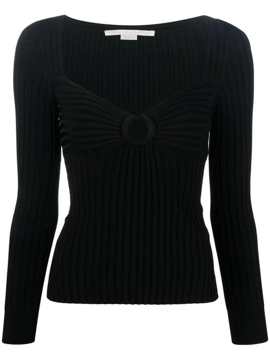 Cut-Out Ribbed Knitted Top