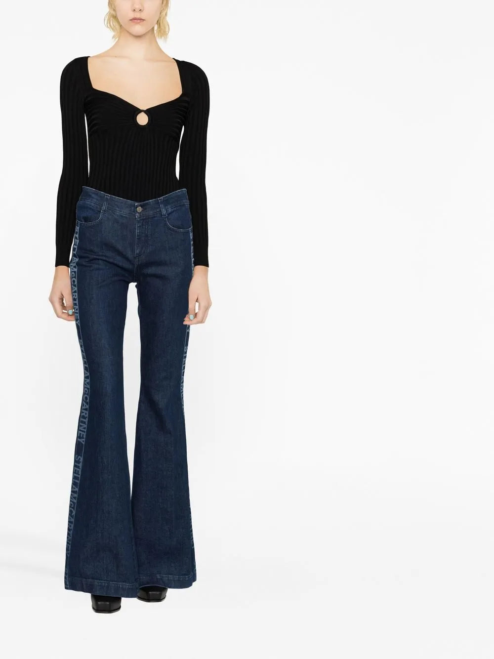 Cut-Out Ribbed Knitted Top