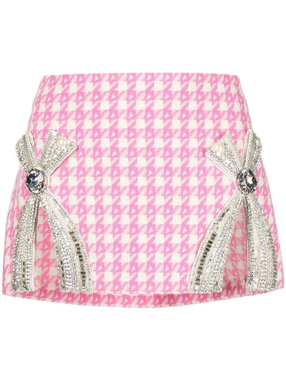 Crystal-Embellished Bow Detail Miniskirt