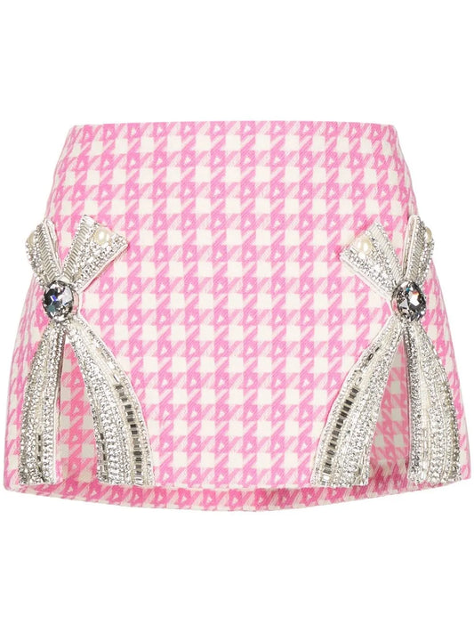 Crystal-Embellished Bow Detail Miniskirt