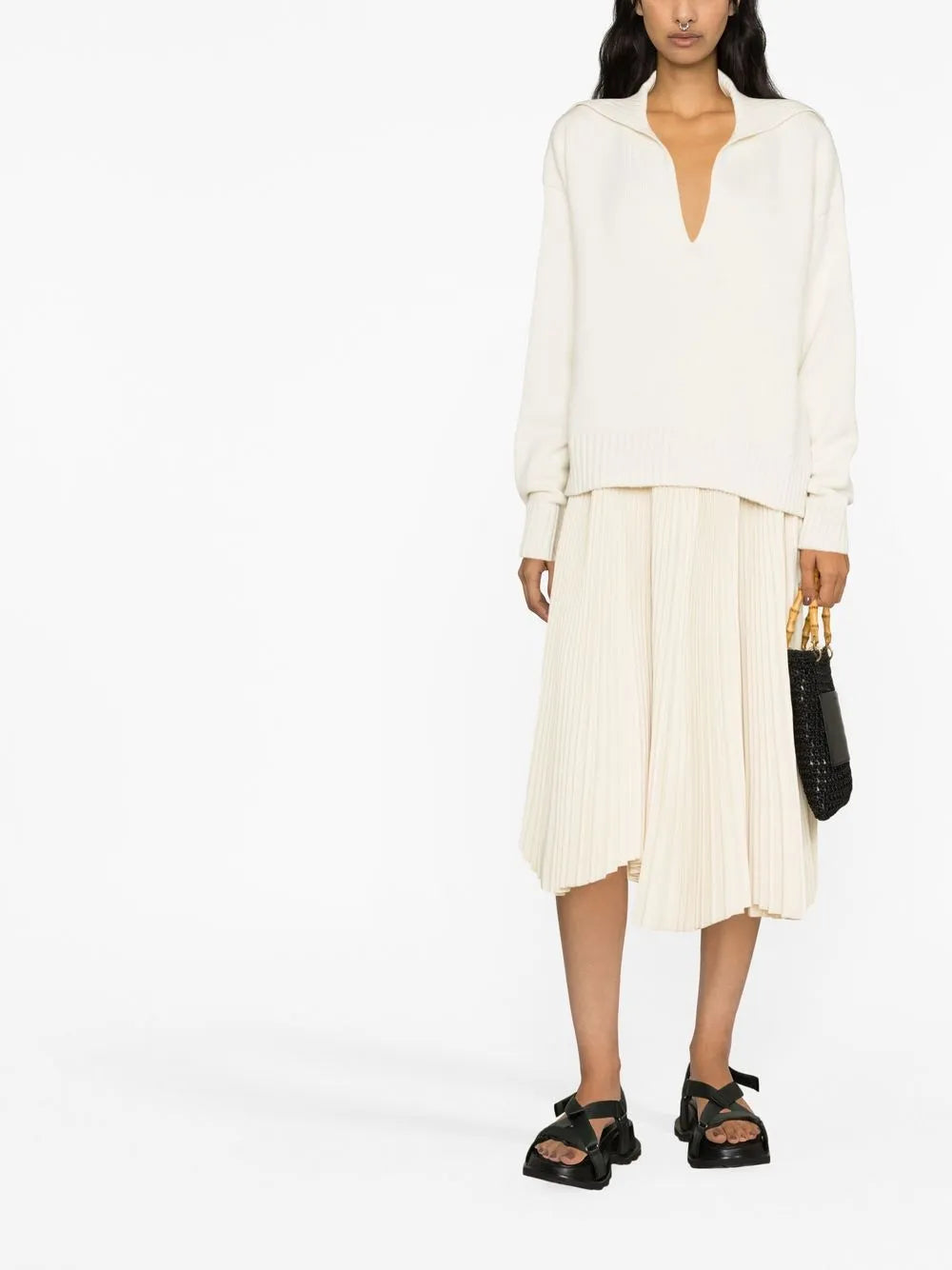 Knitted Split-Neck Jumper