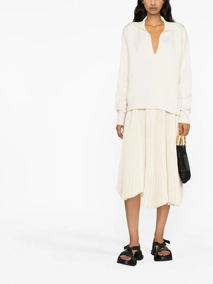 Knitted Split-Neck Jumper