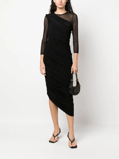 One-Shoulder Asymmetric Hem Dress