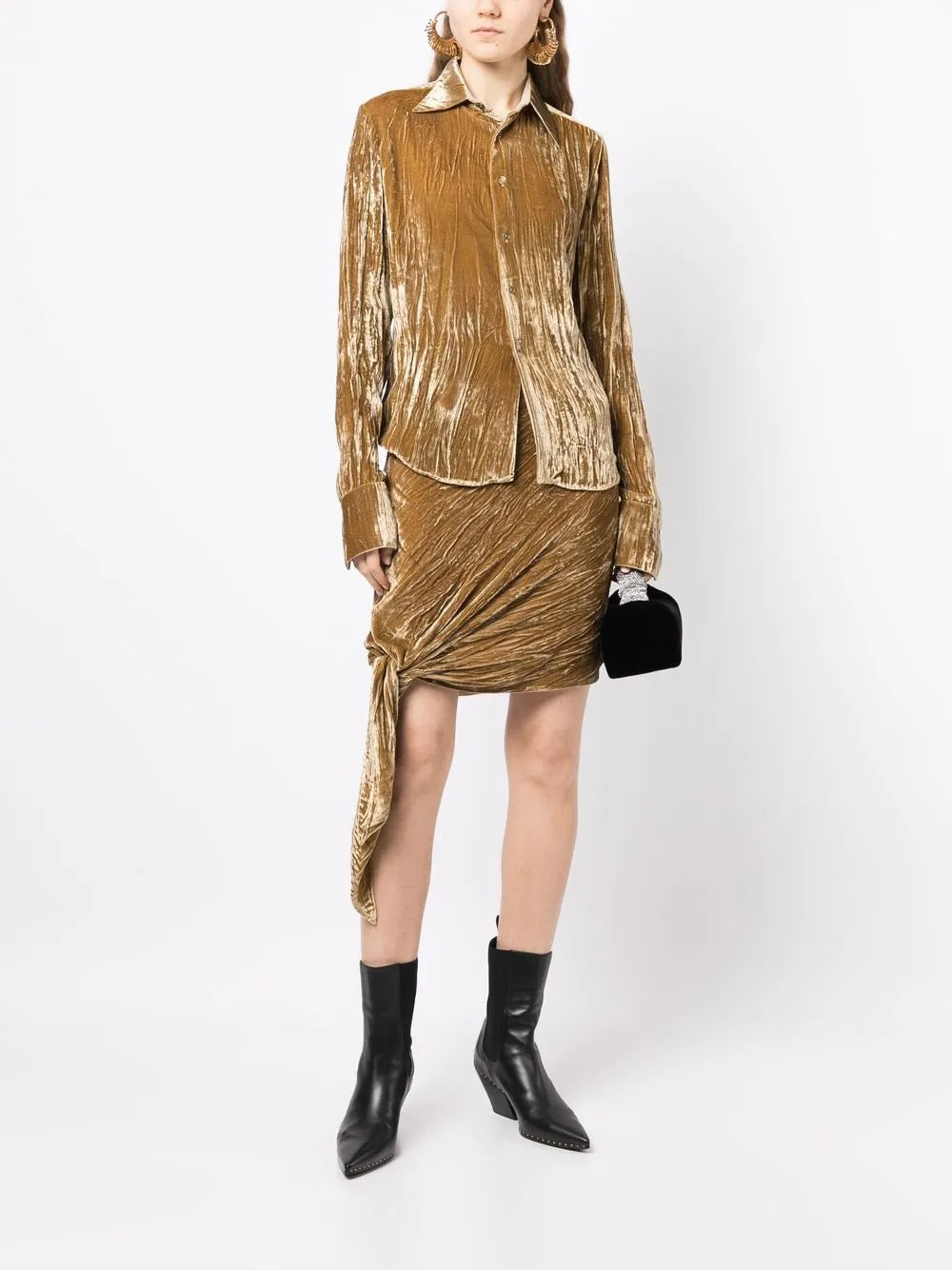 Crinckle-Effect Asymmetric Skirt