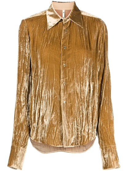 Crusched Velvet Crinckle-Finish Shirt