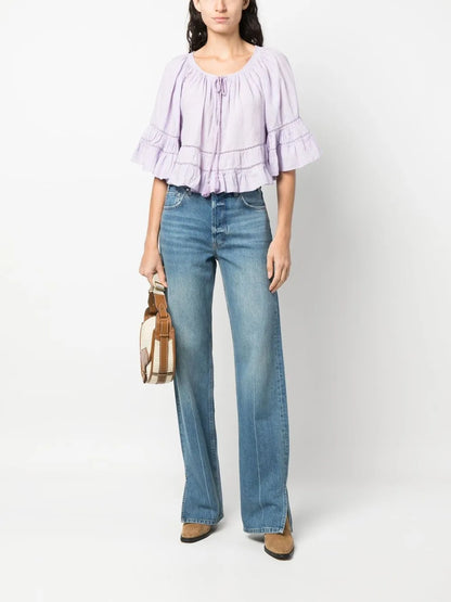 Ankle-Slit Straight-Leg Jeans