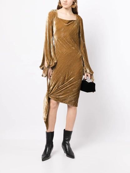 Tied Bell-Sleeves Dress