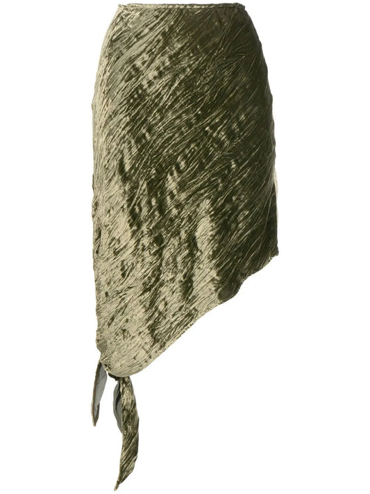Crinkle-Finish Asymmetric Mini Skirt