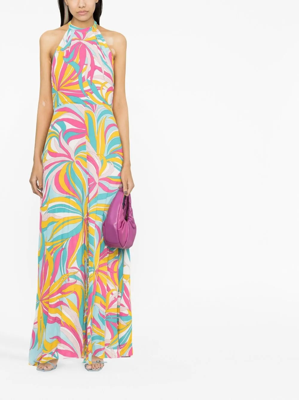 Graphic-Print Halterneck Dress