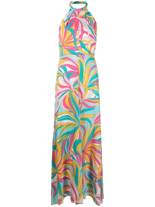 Graphic-Print Halterneck Dress