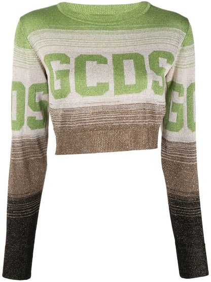 Logo-Print Ombré Cropped Jumper