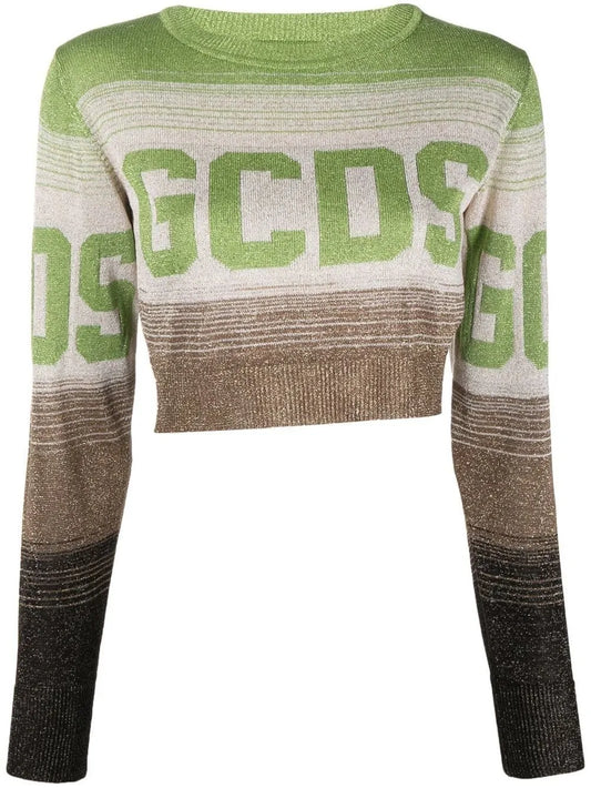 Logo-Print Ombré Cropped Jumper