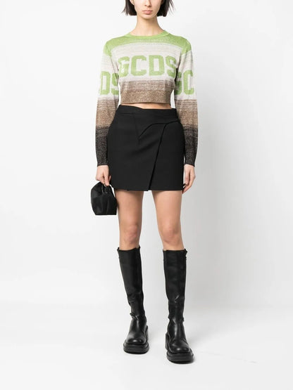 Logo-Print Ombré Cropped Jumper