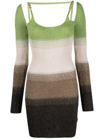 Knitted Striped Mini Dress