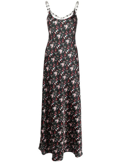 Floral-Print Chain-Link Maxi Dress