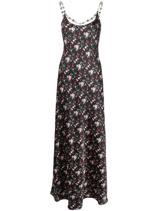 Floral-Print Chain-Link Maxi Dress