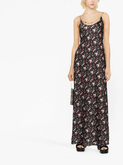 Floral-Print Chain-Link Maxi Dress