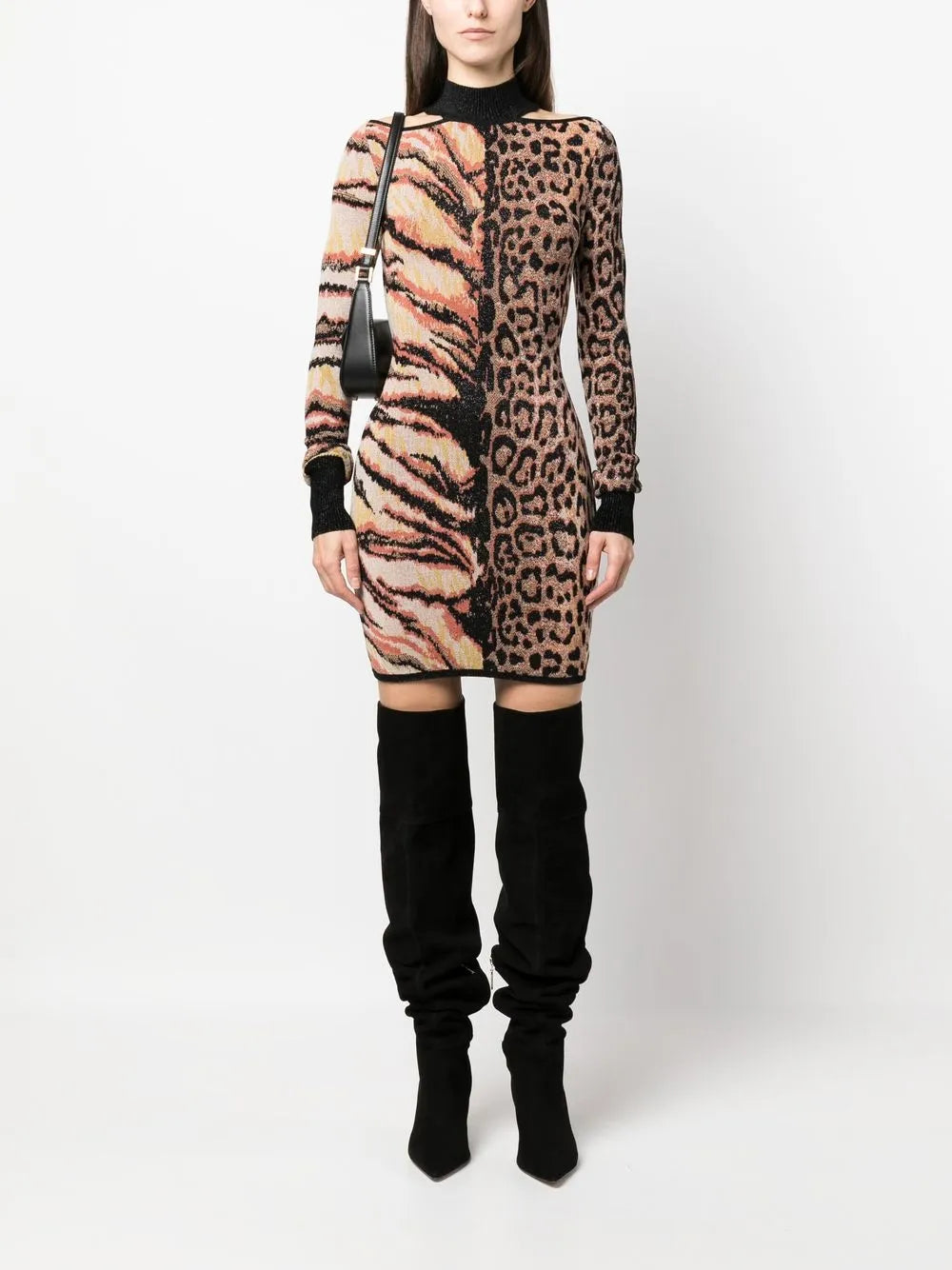 Animal-Print Knitted Midi Dress