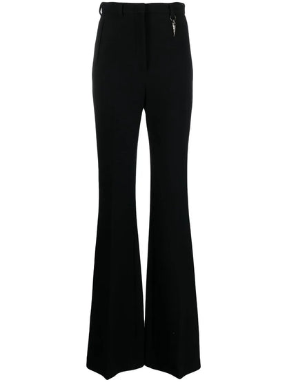 High-Waist Flared Wool Trousers