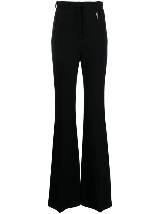 High-Waist Flared Wool Trousers