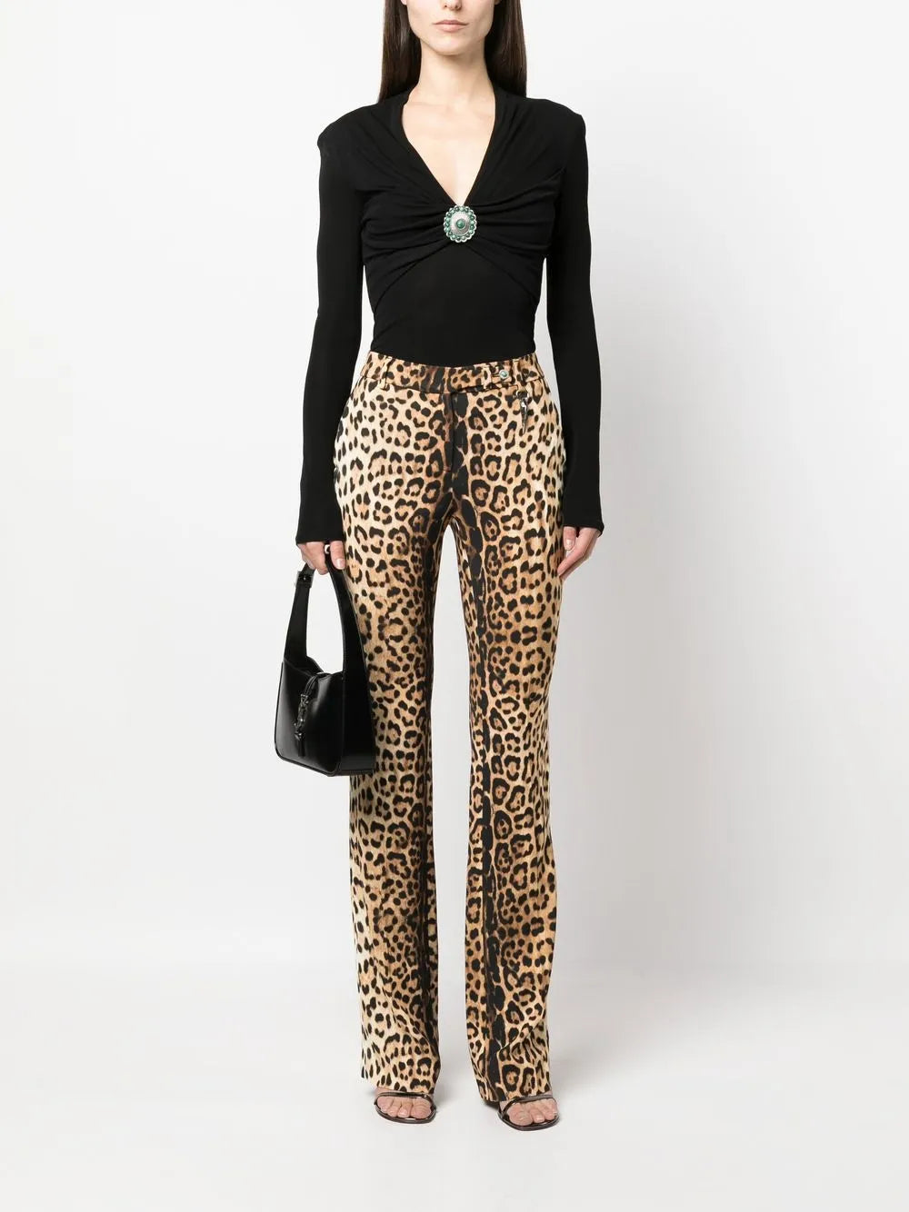 Slim-Cut Leopard-Print Trousers