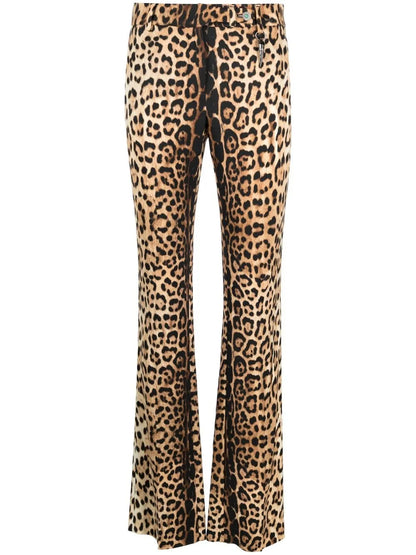Slim-Cut Leopard-Print Trousers