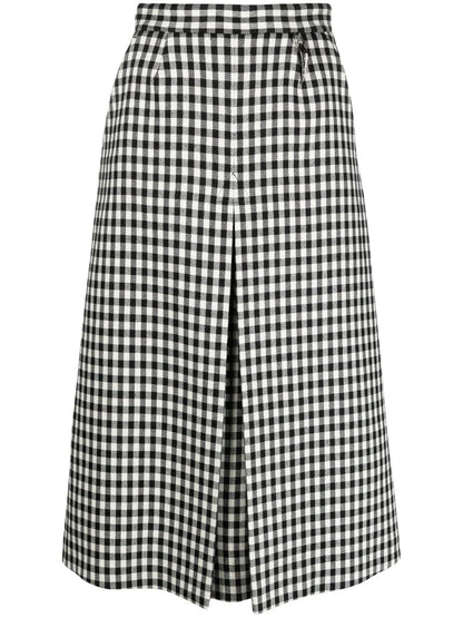 High-Waisted Gingham-Check Skirt