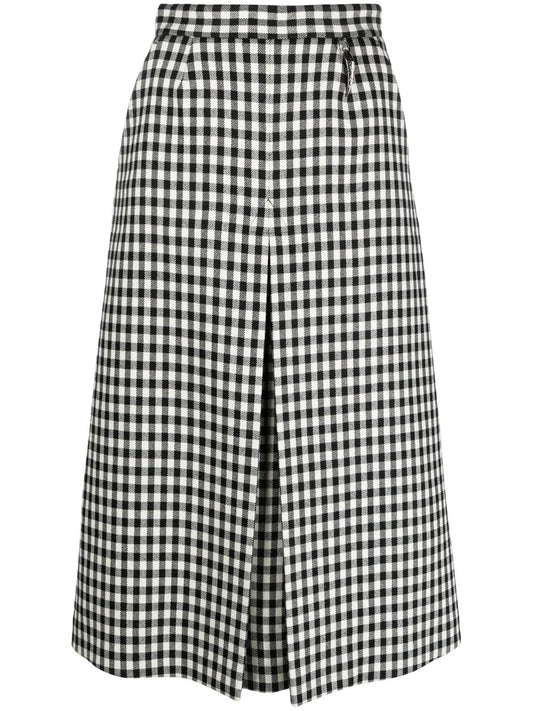 High-Waisted Gingham-Check Skirt