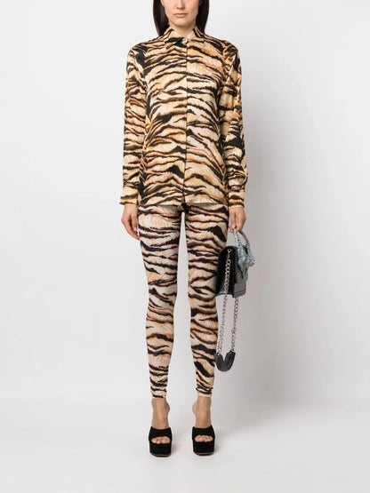 Tiger-Print High-Waisted Leggings