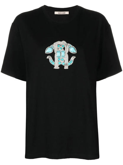 Embellished Logo Stretch-Cotton T-Shirt