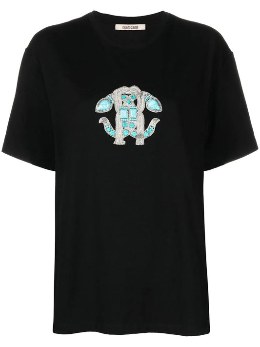 Embellished Logo Stretch-Cotton T-Shirt