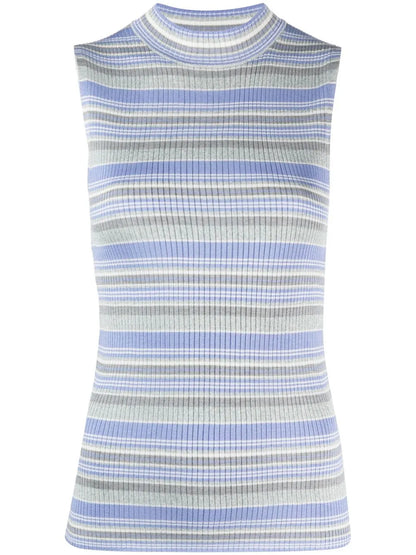 Horizontal-Stripe Sleeveless Top