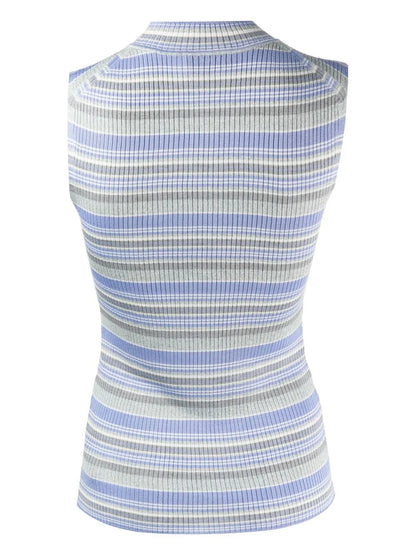 Horizontal-Stripe Sleeveless Top