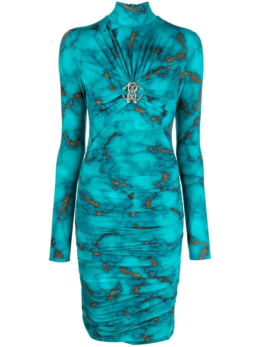 Marble-Print Bodycon Midi Dress