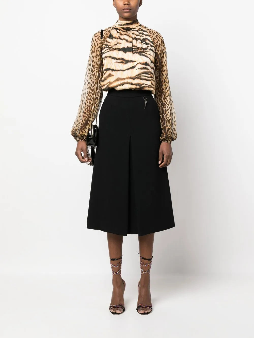 Animal-Print Puff-Sleeve Blouse
