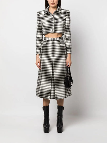 Cropped Gingham-Check Jacket