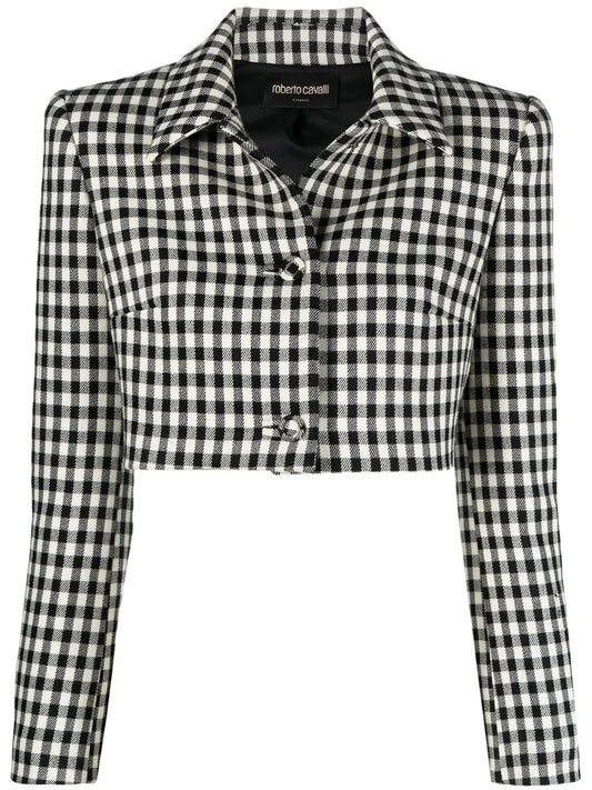 Cropped Gingham-Check Jacket