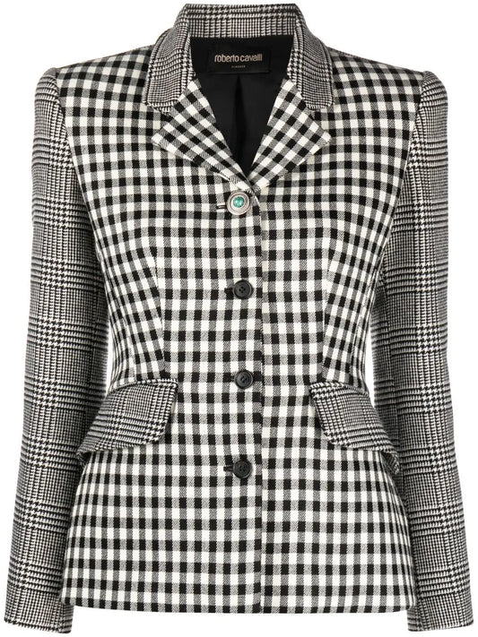 Checked Wool-Blend Blazer
